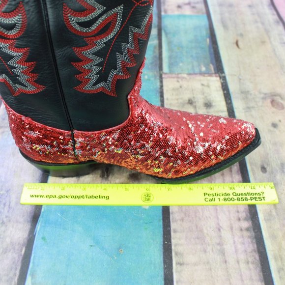 EL PRESIDENTE Red Fancy Sexy Cowboy Boots 11 Inch - Picture 10 of 11